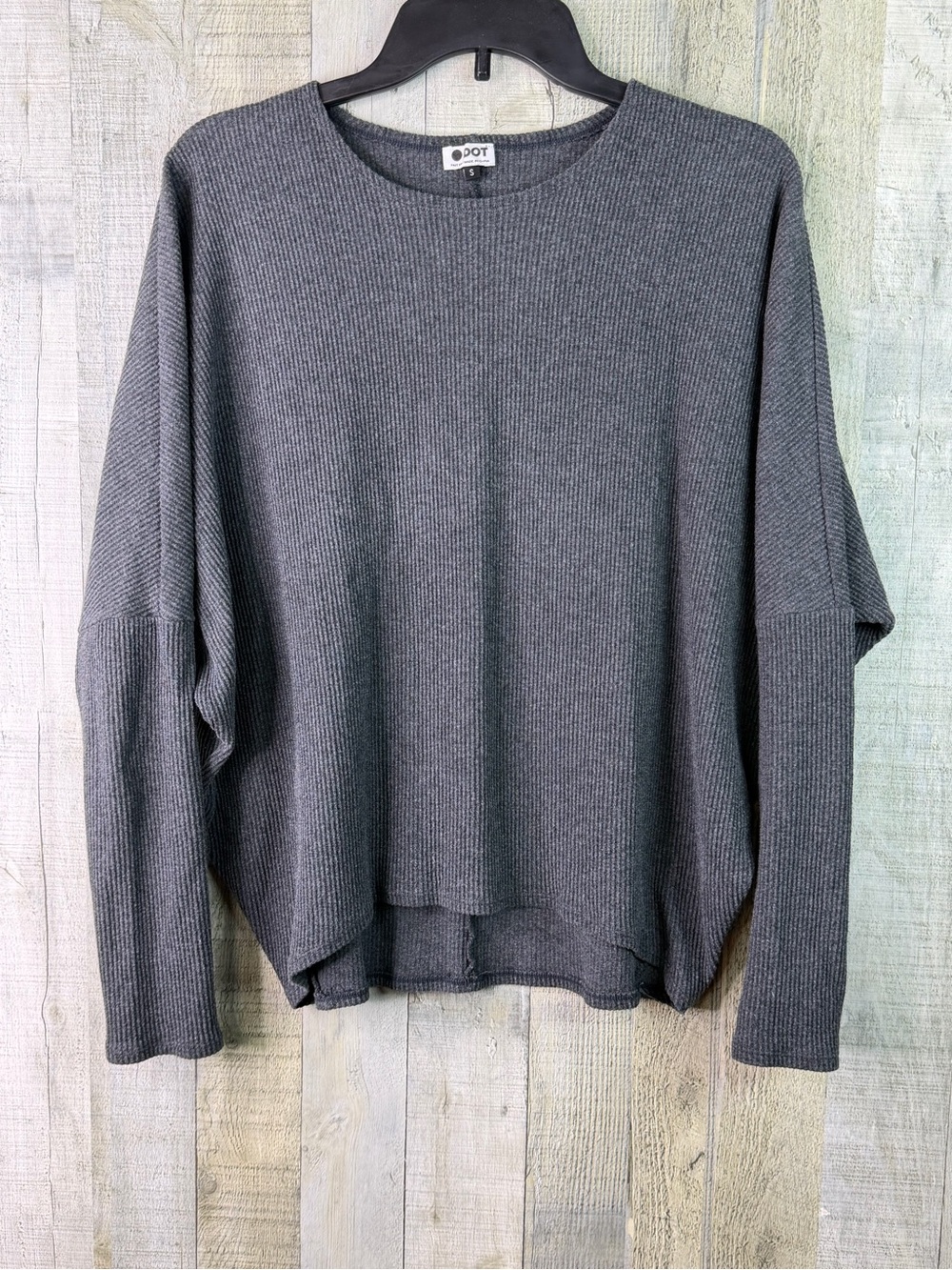 O Dot (Cabi) Small Ribbed Dolman Pico Gray Scoop-neck Top